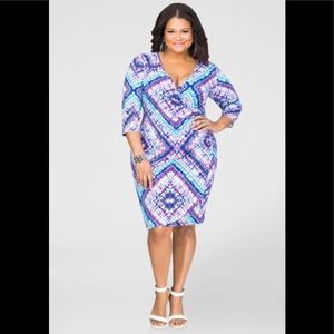 PRINTED GROMMET LACE-UP SIDE DRESS